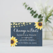 Carte Postale Changement de date Sunflower et Blue Barn Wood (Debout devant)