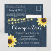 Carte Postale Changement de date Sunflower et Blue Barn Wood (Devant / Derrière)
