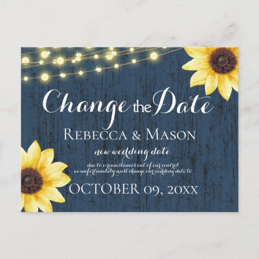 Carte Postale Changement de date Sunflower et Blue Barn Wood (Devant)