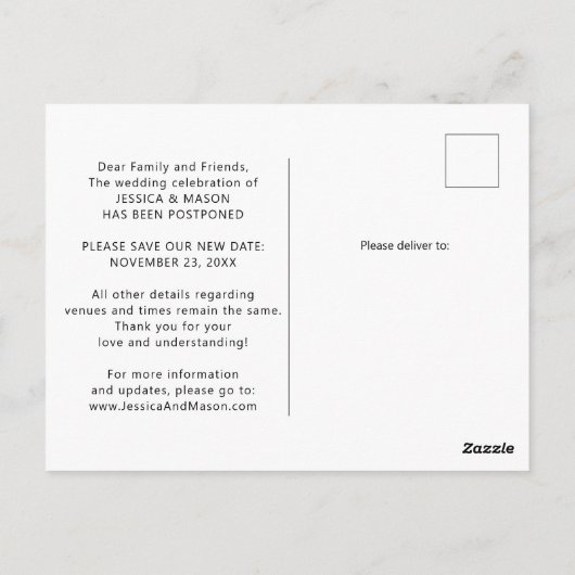 Carte postale Changement de Faire-part Mariage rep (Dos)