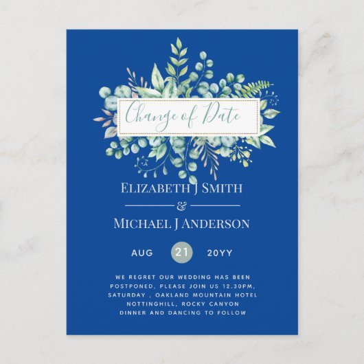 Carte Postale Changement de plan Date Greenery Eucalyptus Event (Devant)