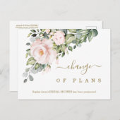 Carte Postale Changement de plan Fête des mariées Fleurs roses (Devant / Derrière)