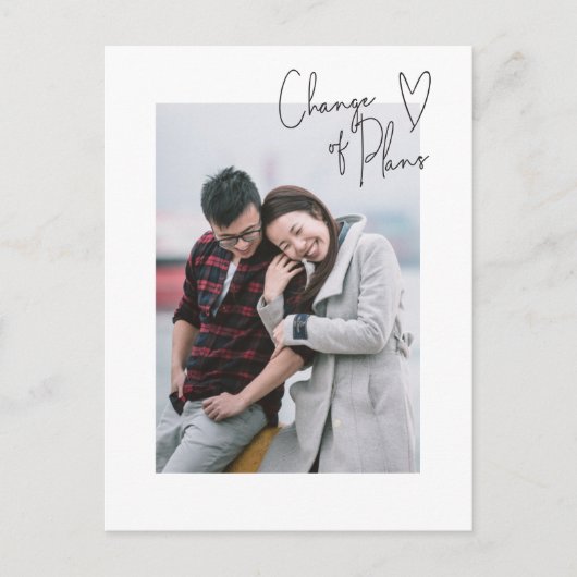 Carte Postale Changement de plan Simple Script Photo Postponemen (Devant)