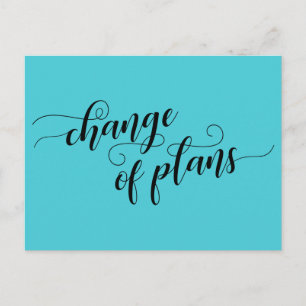 Carte Postale Changement de plan Turquoise Reporté Mariage
