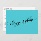 Carte Postale Changement de plan Turquoise Reporté Mariage (Devant / Derrière)