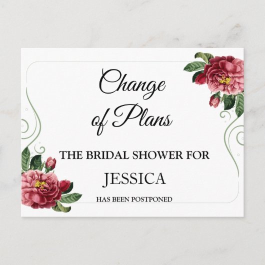 Carte Postale Changement de plans Baby Shower reporté (Devant)
