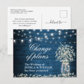 Carte Postale Changement de plans Bébé's Breath Mason Jar Mariag (Devant / Derrière)