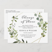 Carte Postale Changement de Plans Élégant Mariage Eucalyptus (Devant / Derrière)