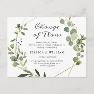 Carte Postale Changement de Plans Élégant Mariage Eucalyptus