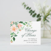 Carte Postale Changement de Plans Elégantes Roses Blush Mariage (Debout devant)