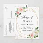 Carte Postale Changement de plans Gold Geometric Blush Rose Flor (Devant / Derrière)