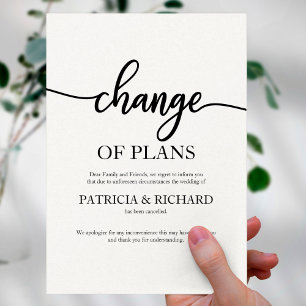 Carte Postale Changement de plans Mariage reporté annulé