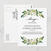 Carte Postale Changement De Plans Mariage Reporté Greenery (Devant / Derrière)