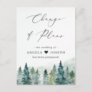 Carte Postale Changement de plans Nouvelle date Forêt hivernale 