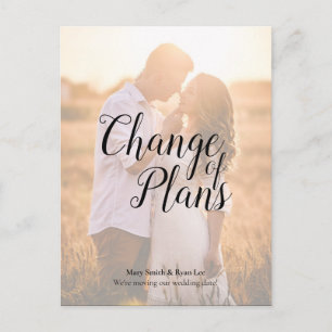 Carte Postale Changement de plans Report Mariage Élégant Chic