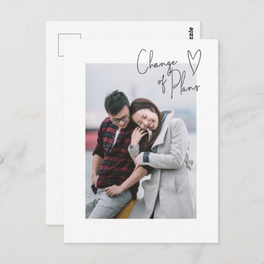 Carte Postale Changement de plans Simple Script Photo Report (Devant / Derrière)
