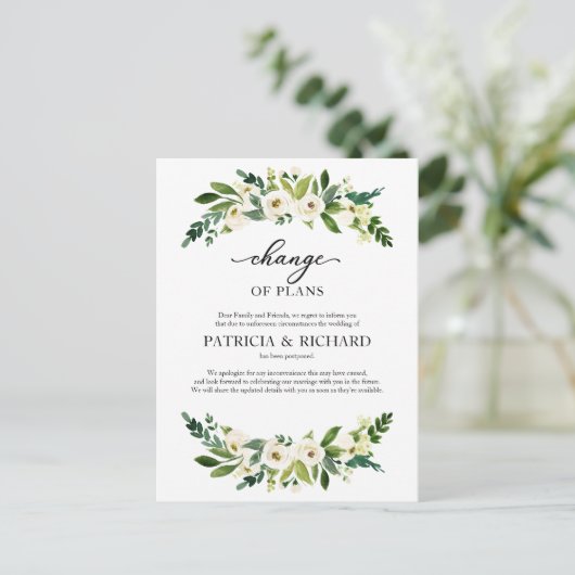 Carte Postale Changement De Plans Verdure Mariage Report (Debout devant)