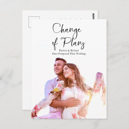 Carte Postale Changement Moderne Simple Des Plans Mariage Report (Devant / Derrière)
