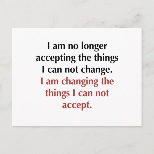 Carte Postale Changer ce que je ne peux pas accepter (Devant)