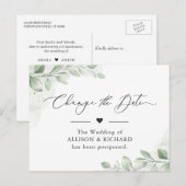 Carte Postale Changer la date Chic Végétation Eucalyptus Reporté (Devant / Derrière)