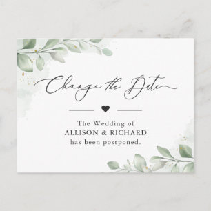 Carte Postale Changer la date Chic Végétation Eucalyptus Reporté