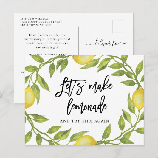 Carte Postale Changer la Date Citrons Repoussés Feuillage (Devant / Derrière)