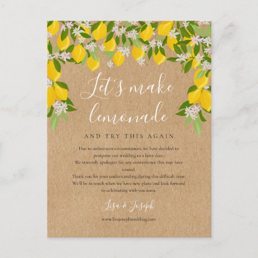 Carte Postale Changer la Date Citrons Rustiques Photo (Devant)