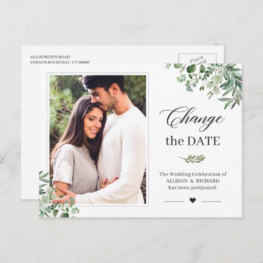 Carte Postale Changer la date de la verdure Eucalyptus photo Feu (Devant / Derrière)