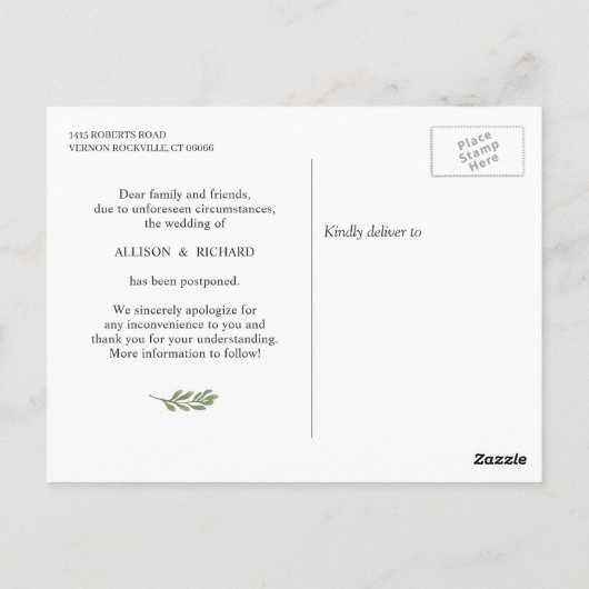 Carte Postale Changer la date de la verdure Eucalyptus photo Feu (Dos)