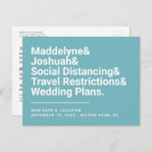 Carte Postale Changer la date drôle Ampersand Mariage Turquoise (Devant / Derrière)