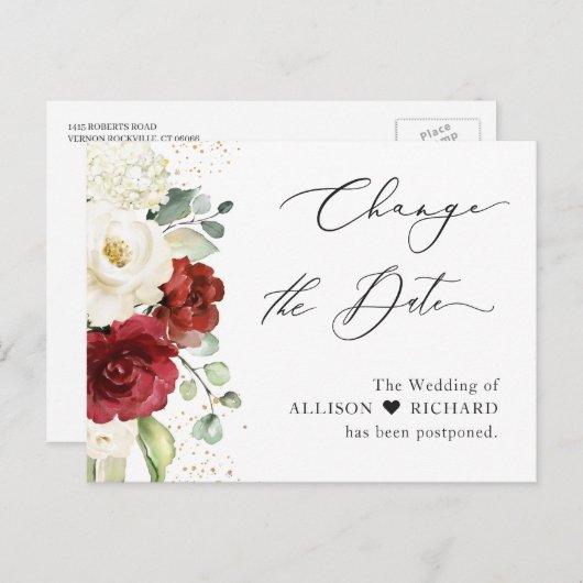 Carte Postale Changer la date du script Fleurs de eucalyptus rou (Devant / Derrière)