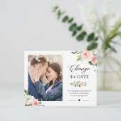 Carte Postale Changer la date Elegant Blush Pink Floral Photo (Debout devant)