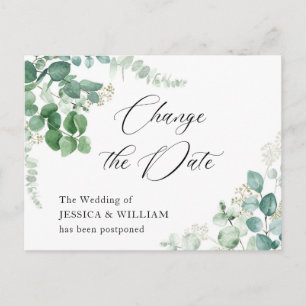 Carte Postale Changer la date Élégant mariage au eucalyptus