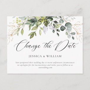 Carte Postale Changer la date Élégant Mariage au Eucalyptus
