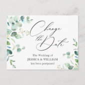 Carte Postale Changer la date Élégant Mariage Eucalyptus (Devant)