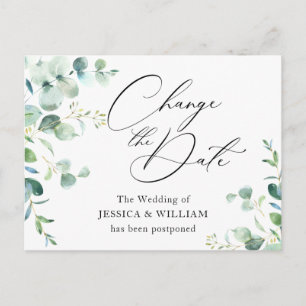 Carte Postale Changer la date Élégant mariage eucalyptus