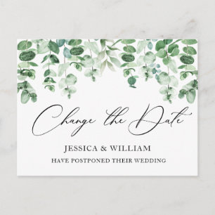 Carte Postale Changer la date Élégant mariage eucalyptus