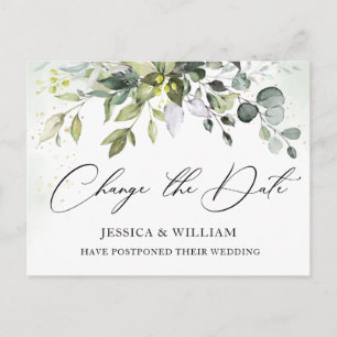 Carte Postale Changer la date Élégant mariage eucalyptus