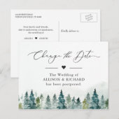 Carte Postale Changer la date Forêt d'hiver Pins Reporté (Devant / Derrière)