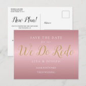 Carte Postale Changer la date Nous refaisons or rose repoussé (Devant / Derrière)