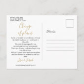Carte Postale Changer la date Nouveau plan Script Rose Gold (Dos)