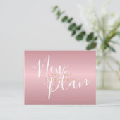 Carte Postale Changer la date Nouveau plan Script Rose Gold (Debout devant)