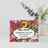 Carte Postale Changer la date Nouvelle date Pink Modern Fun (Debout devant)