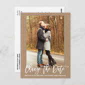 Carte Postale Changer La Date Photo Brush Script Kraft (Devant / Derrière)