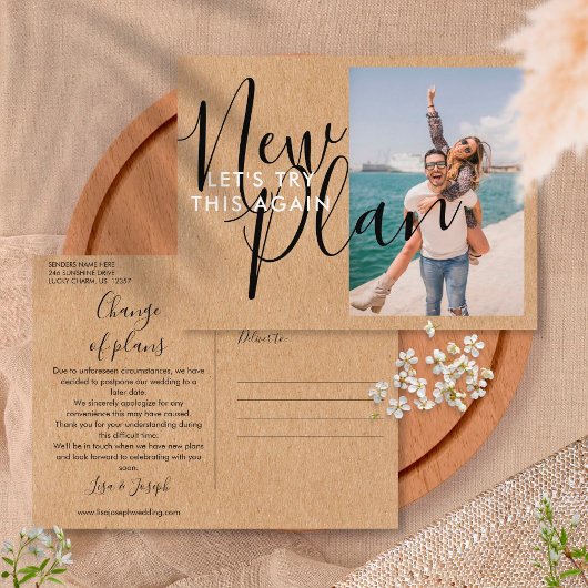 Carte Postale Changer la Date Photo Rustique Enregistrer la Date