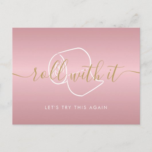 Carte Postale Changer la date reportée Annulée Chic Rose Gold (Devant)