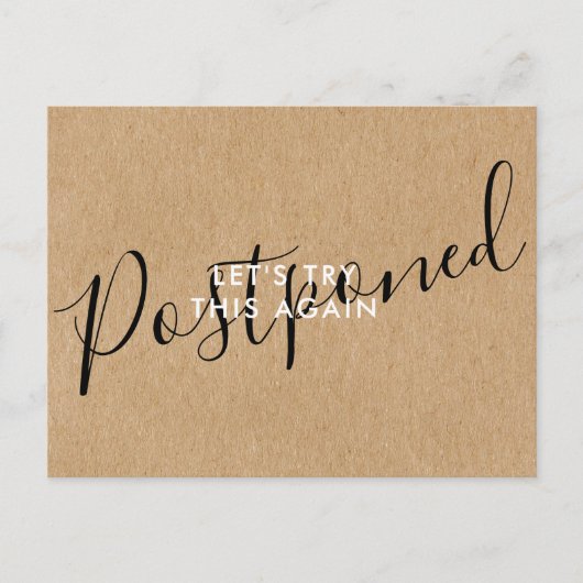 Carte Postale Changer la date Reportée Événement Annulé Rustique (Devant)