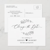 Carte Postale Changer la date reportée Simple feuilles dessinées (Devant / Derrière)