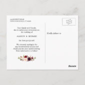 Carte Postale Changer la date Rustique Bourgogne Blush Floral Ph (Dos)