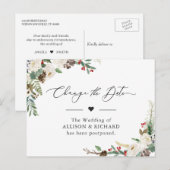 Carte Postale Changer la date Rustique Fleurs d'hiver Reporté (Devant / Derrière)